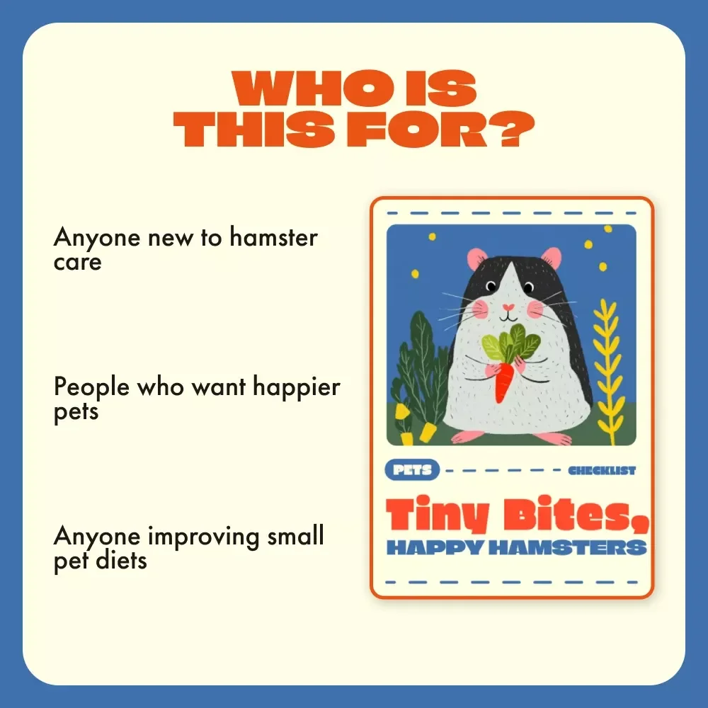 Tiny Bites, Happy Hamsters | Printable Checklist for the Best Food for Hamsters | Balanced Diet, Healthy Treats & Feeding Routine Guide