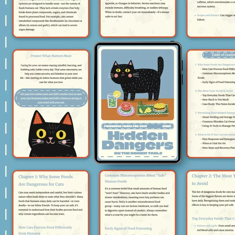 Hidden Dangers on the Dinner Table | Cat Safety Guide | Digital Download on Poisonous Foods for Cats | Pet Owner Must-Have eBook