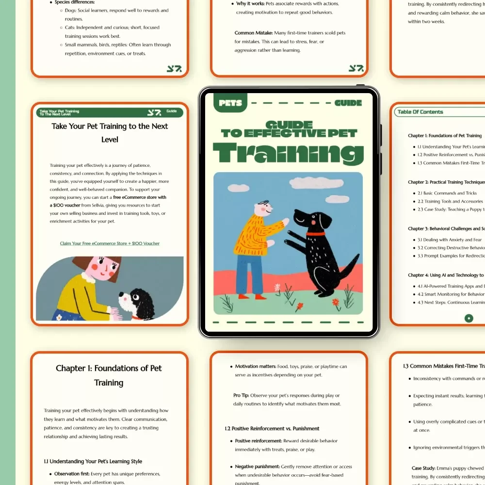 Guide to Effective Pet Training | Digital Pet Training Guide, eBook & Checklist for How to Train Your Pet Effectively | Pet Obedience & Behavior Improvement Download