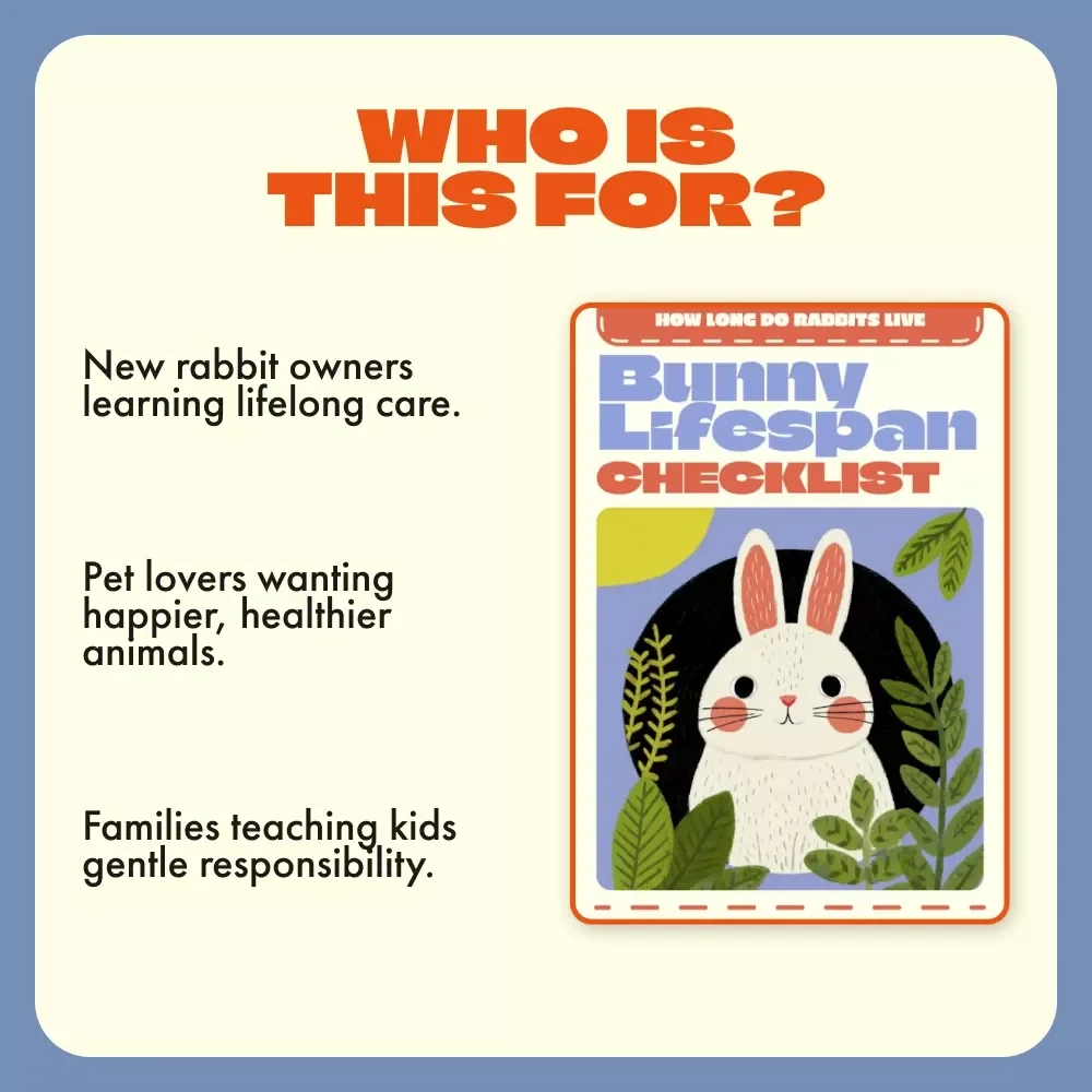Bunny Lifespan Checklist | How Long Do Rabbits Live | Printable Rabbit Care Guide for Long, Healthy, and Happy Bunny Life | Digital Download Checklist for Rabbit Owners