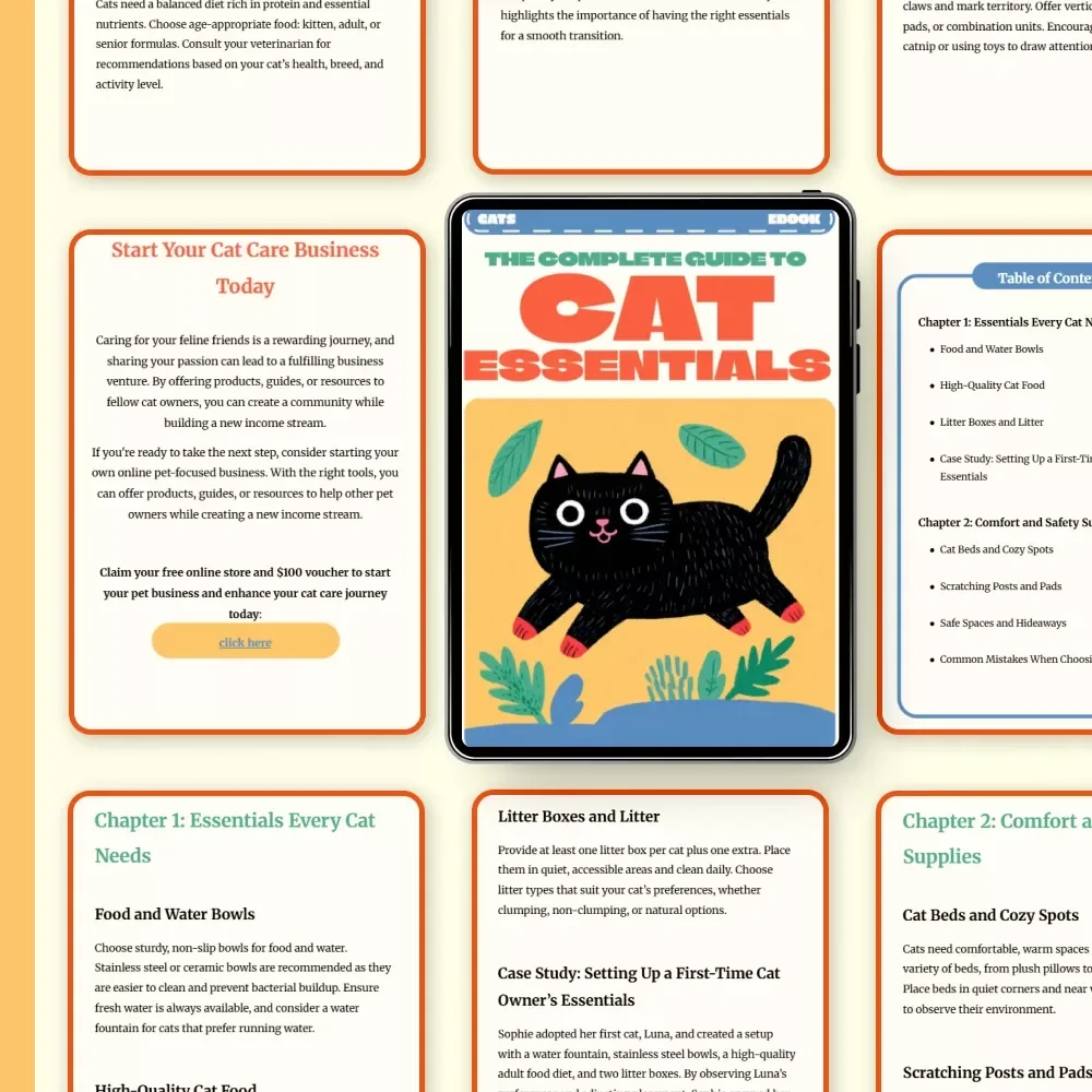 The Complete Guide to Cat Essentials | Digital eBook for Cat Owners | Cat Supplies List & Care Tips for Every Stage