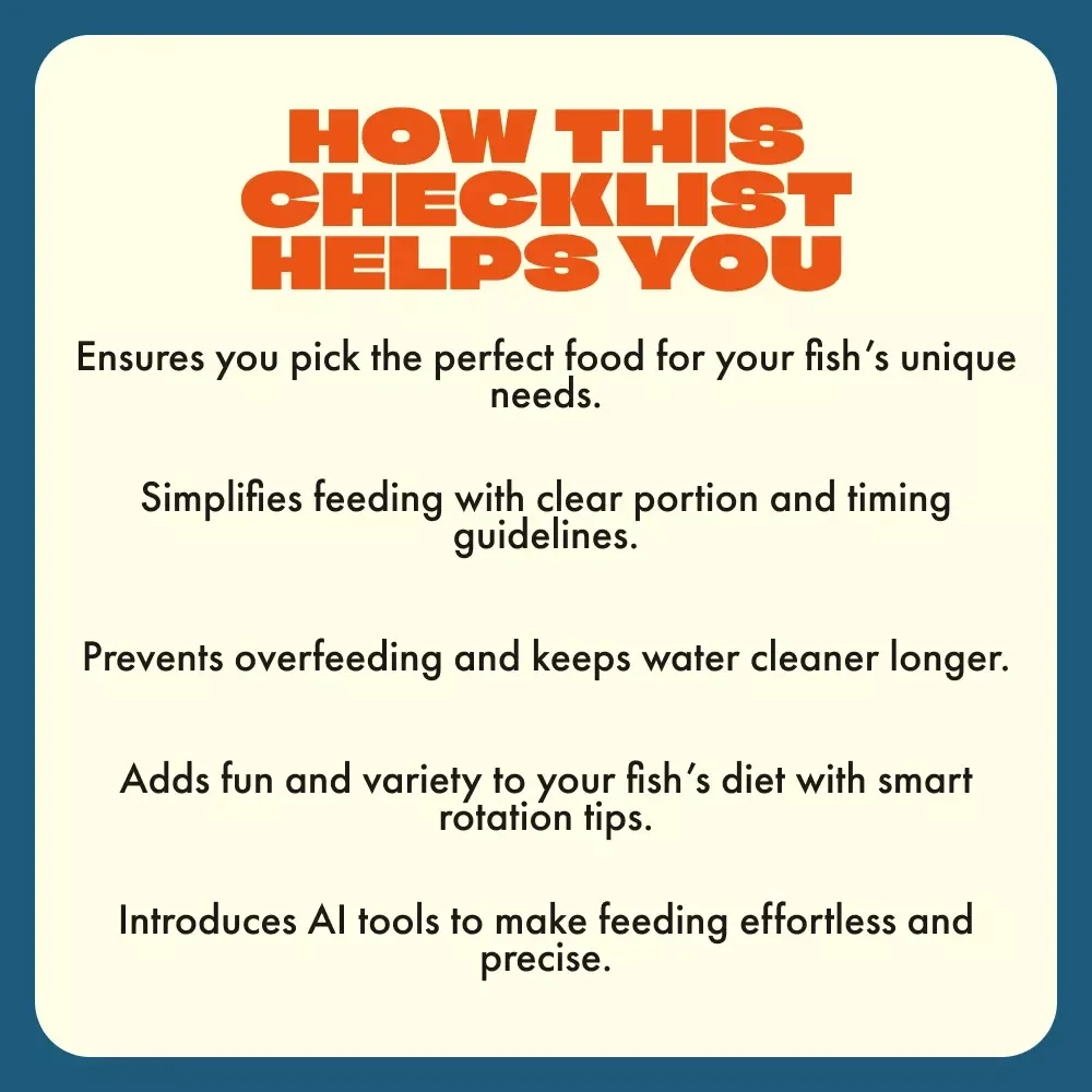 The Beginner’s Fish Food Checklist | Printable Digital Download | Best Fish Food for Beginners | Aquarium Feeding Guide for New Fish Owners