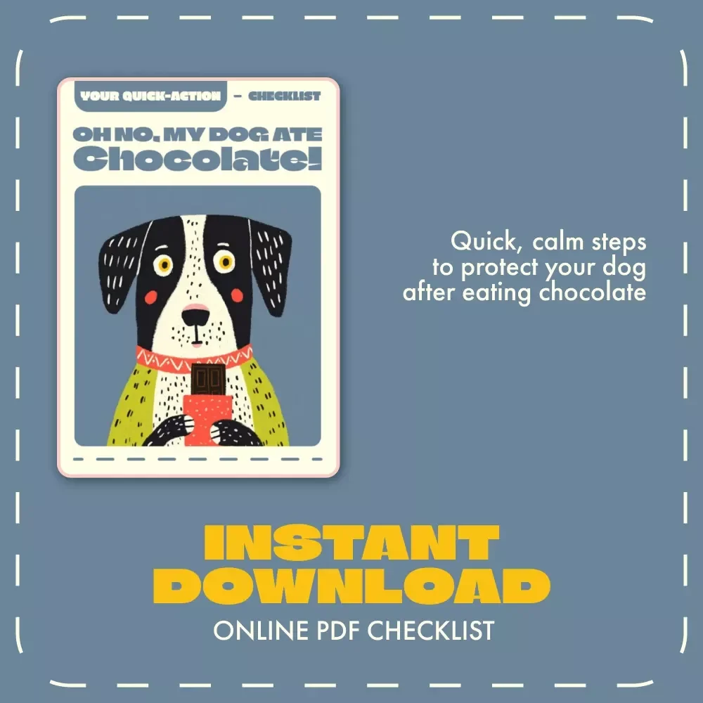 Oh No, My Dog Ate Chocolate – Emergency Pet Care Checklist | What to Do If Your Dog Eats Chocolate | Printable & Digital Pet Safety Guide