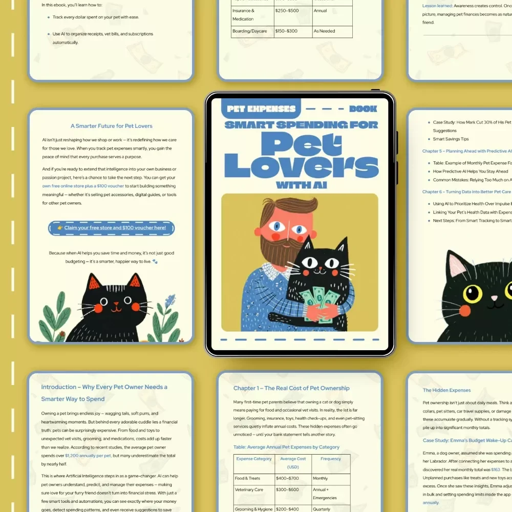 Smart Spending for Pet Lovers with AI | How to Use AI to Track Pet Expenses | Digital eBook Guide for Smarter Pet Care & Budgeting