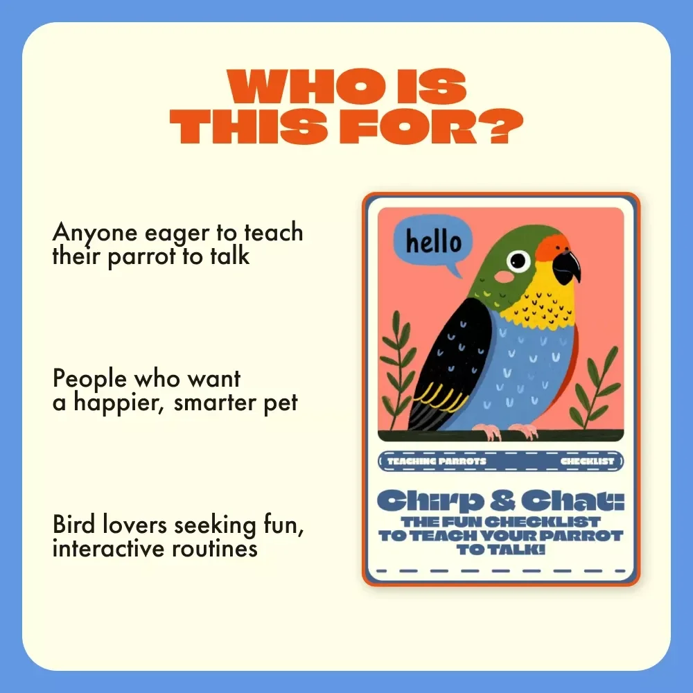 Chirp & Chat: The Fun Checklist to Teach Your Parrot to Talk! | How to Teach a Parrot to Talk | Printable Bird Training Guide