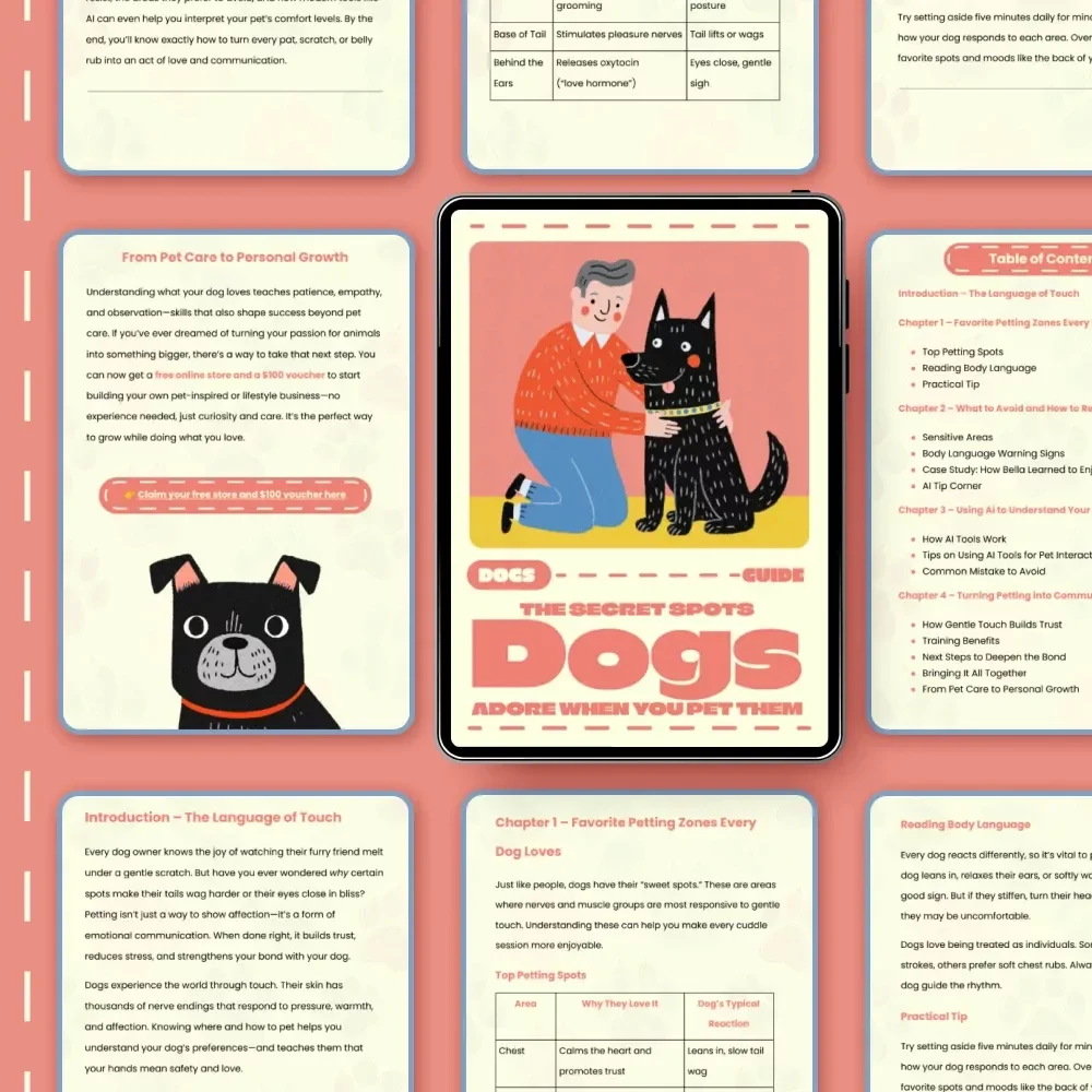 The Secret Spots Dogs Adore When You Pet Them | Digital Dog Guide for Pet Lovers | Understanding Dog Body Language, Petting Tips & AI Training Insights | Printable eBook for Dog Owners & Trainers