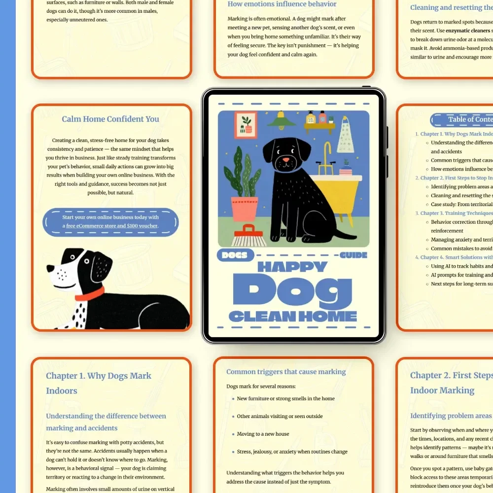 Happy Dog Clean Home | Stop Dog Marking Indoors | Ultimate Guide to a Fresh, Stress-Free Home | Digital Download for Pet Parents | How to Stop a Dog from Marking in the House