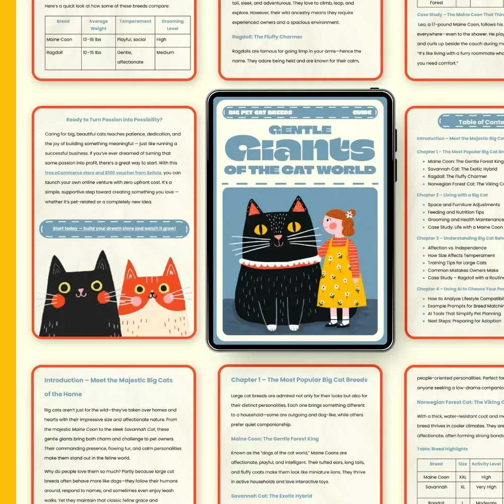 Gentle Giants of the Cat World | Ultimate Guide to Big Pet Cat Breeds | Digital Download for Cat Lovers, Pet Owners & Feline Enthusiasts