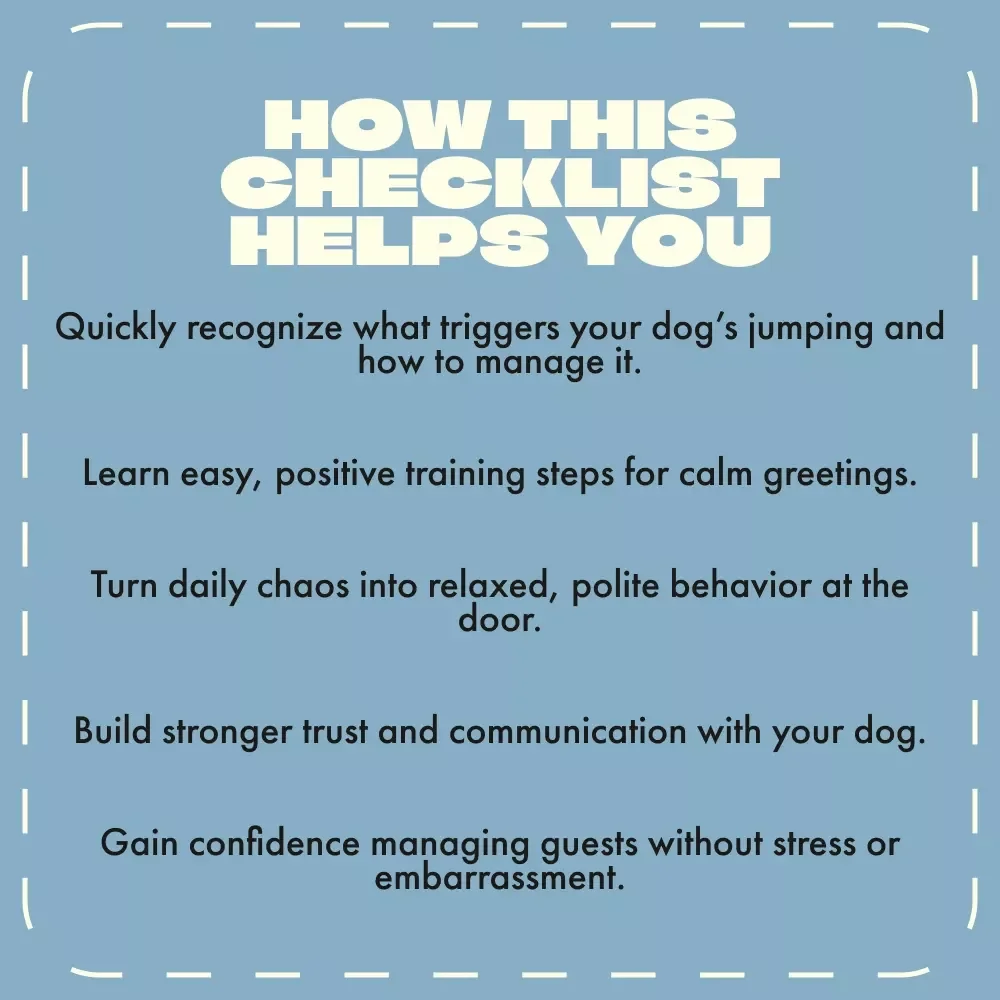 How to Stop a Dog from Jumping Up – Printable Dog Training Checklist | Positive Reinforcement Guide | Puppy Manners & Behavior Control Digital Download