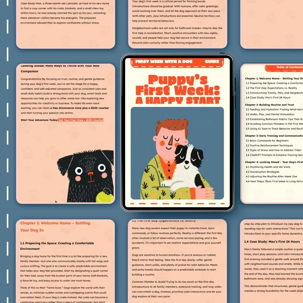 Puppy’s First Week: A Happy Start | New Dog Owner Guide | What to Do in the First Week with a Dog | Puppy Training & Routine eBook Download