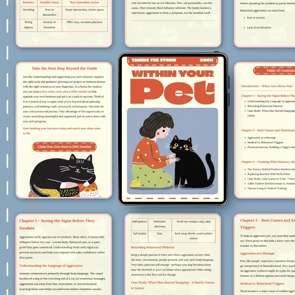 Taming the Storm Within Your Pet – eBook Guide on What to Do if Pet is Aggressive | Calm, Train & Build Trust with Positive Reinforcement