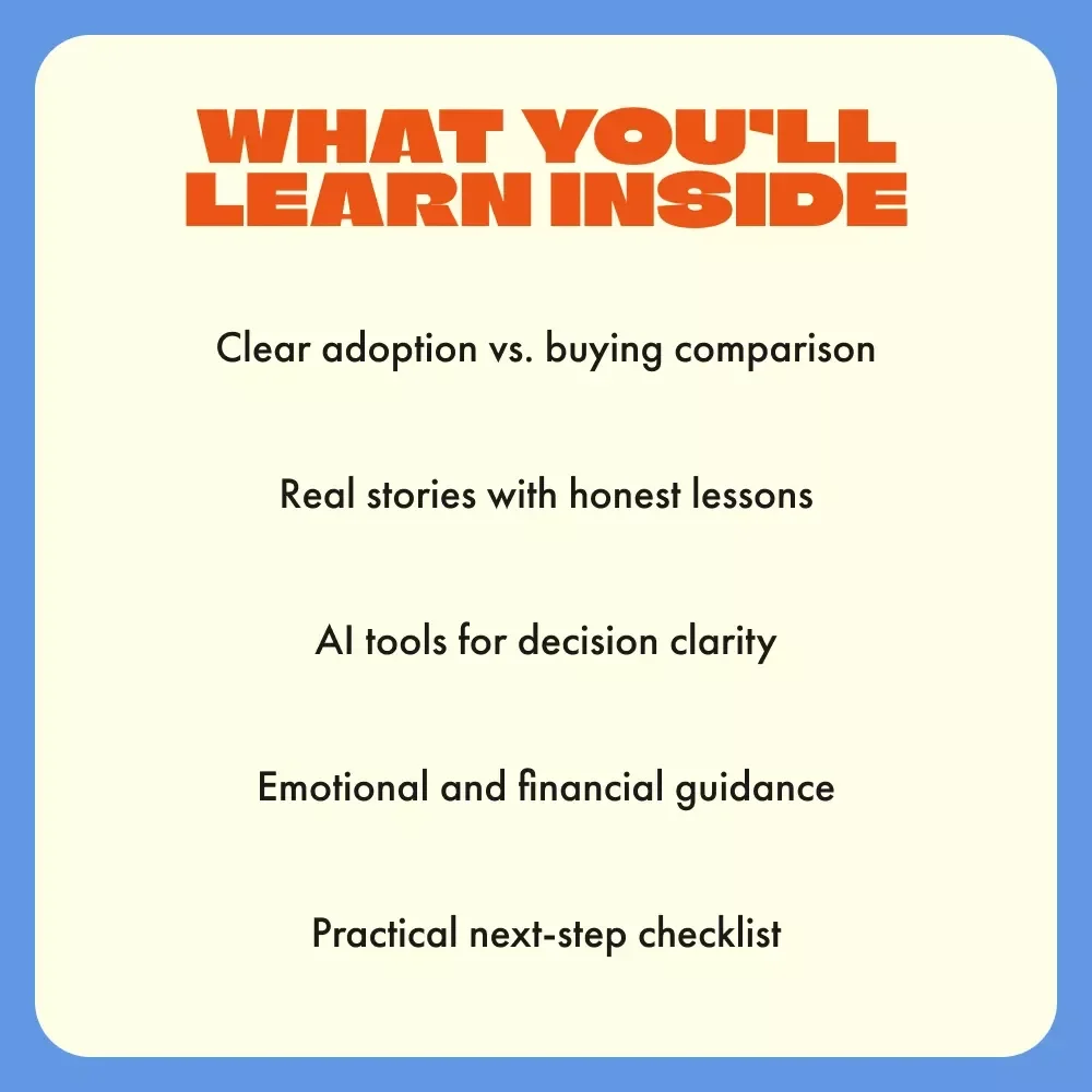 Home or Heart: Choosing Between Adoption and Buying | Ebook Guide on adoption vs buying which is better | Digital Download Decision-Making Resource