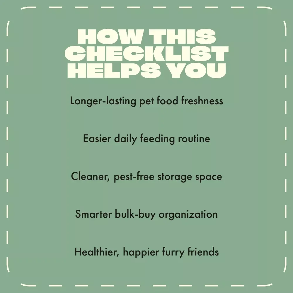 The Ultimate “Pet Food Fortress” Checklist | Digital Pet Care Guide for the Best Way to Store Pet Food | Printable Pet Food Storage Organizer for Dog & Cat Owners