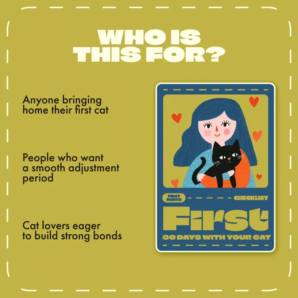 First 30 Days with Your Cat | Digital First Month Checklist for Cats | Printable Pet Owner Guide