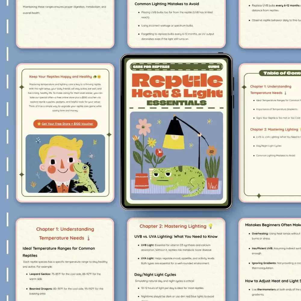 Reptile Heat & Light Essentials | Digital Reptile Care Guide | Temperature and Lighting Care for Reptiles | eBook for Beginners & Enthusiasts