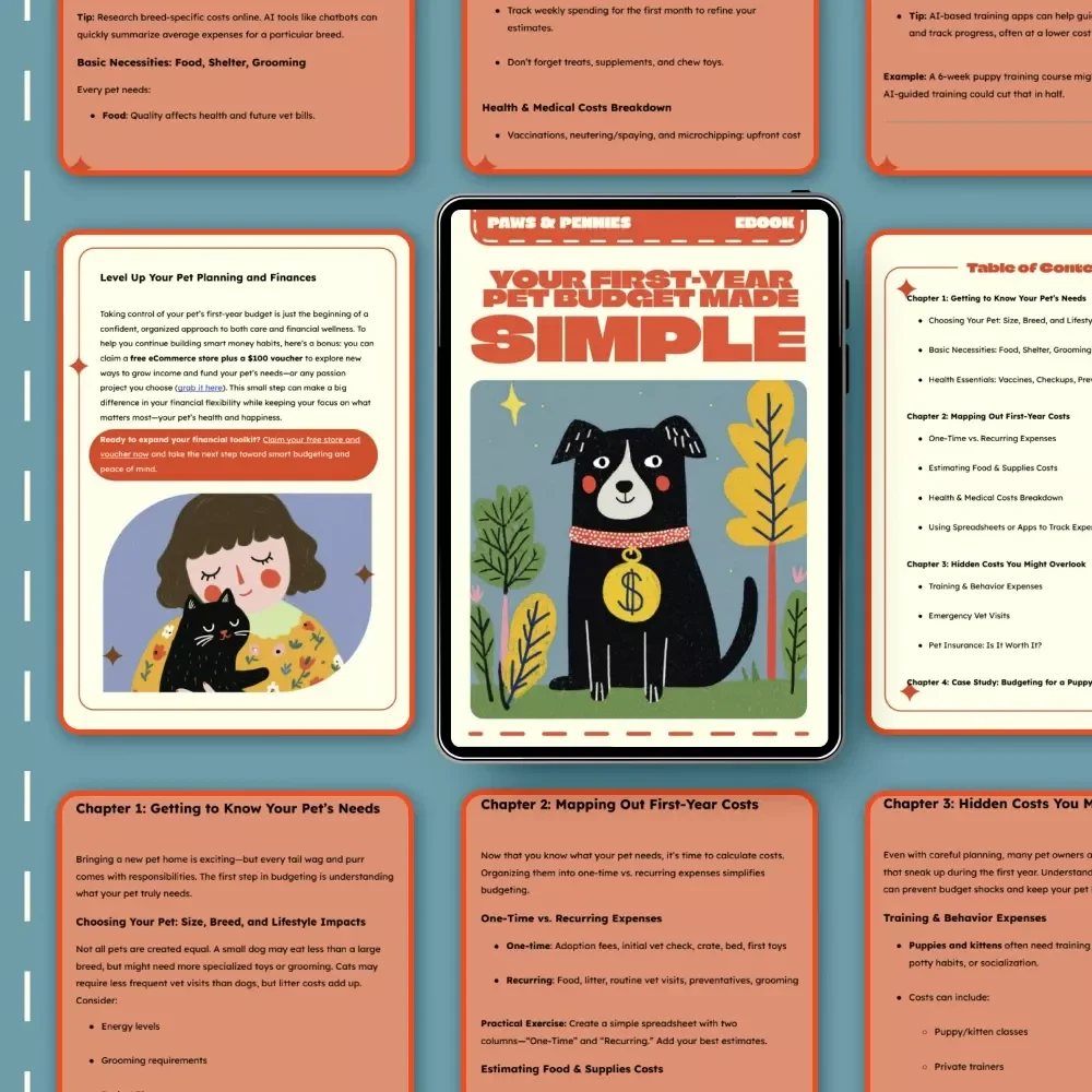 Paws & Pennies: Your First-Year Pet Budget Made Simple | eBook for Calculating First-Year Pet Expenses, Pet Care Planning, and Cost Tracking Guide