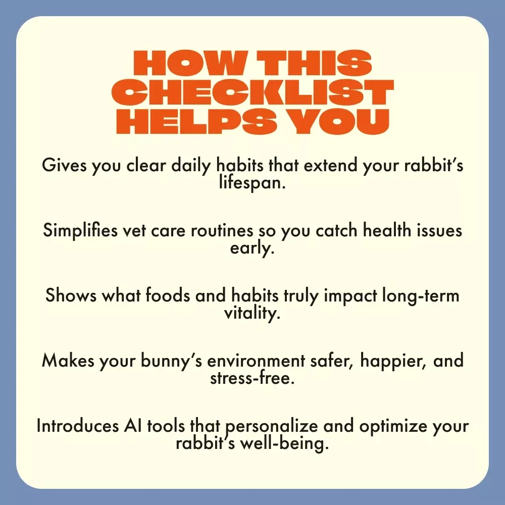 Bunny Lifespan Checklist | How Long Do Rabbits Live | Printable Rabbit Care Guide for Long, Healthy, and Happy Bunny Life | Digital Download Checklist for Rabbit Owners