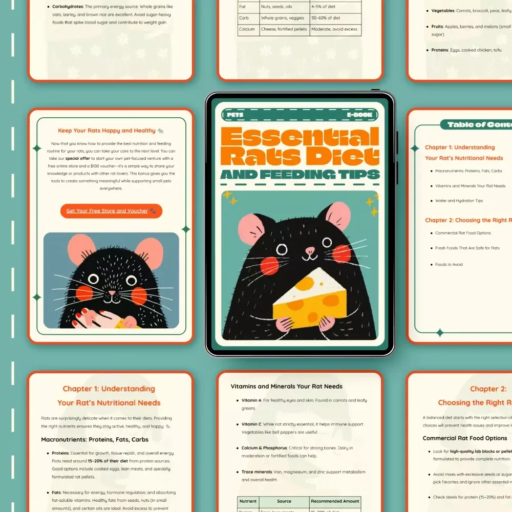 Essential Rats Diet and Feeding Tips eBook | Complete Rat Nutrition Guide | Healthy Rat Meal Plans, Feeding Schedules & Treat Ideas | Digital Download for Pet Owners