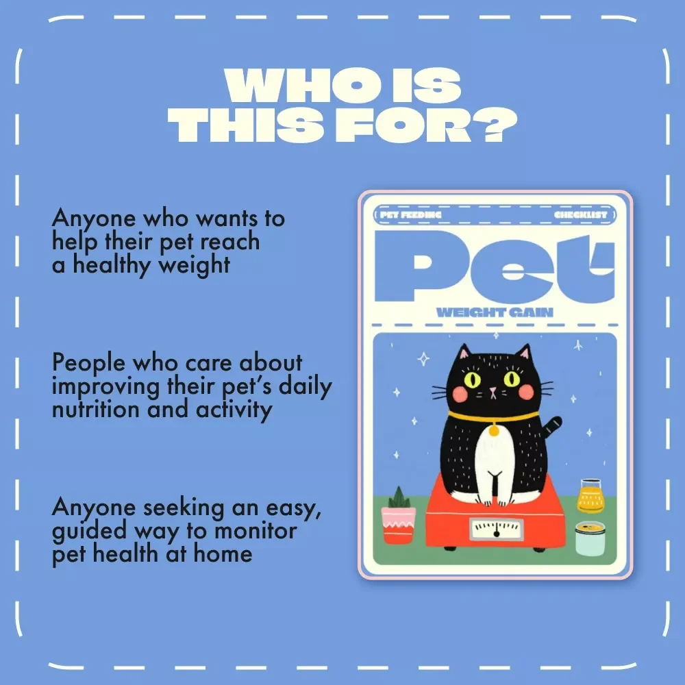 Pet Weight Gain Checklist | Digital Download | Pet Health Tracker, Weight Journal & Feeding Guide for Dogs and Cats | Printable Pet Planner for Healthy Weight Gain