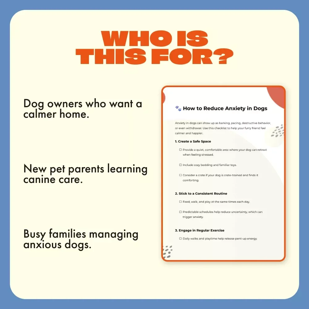 How to Reduce Anxiety in Dogs | Printable Checklist for Calmer, Happier Pets | Digital Download Guide for Dog Owners