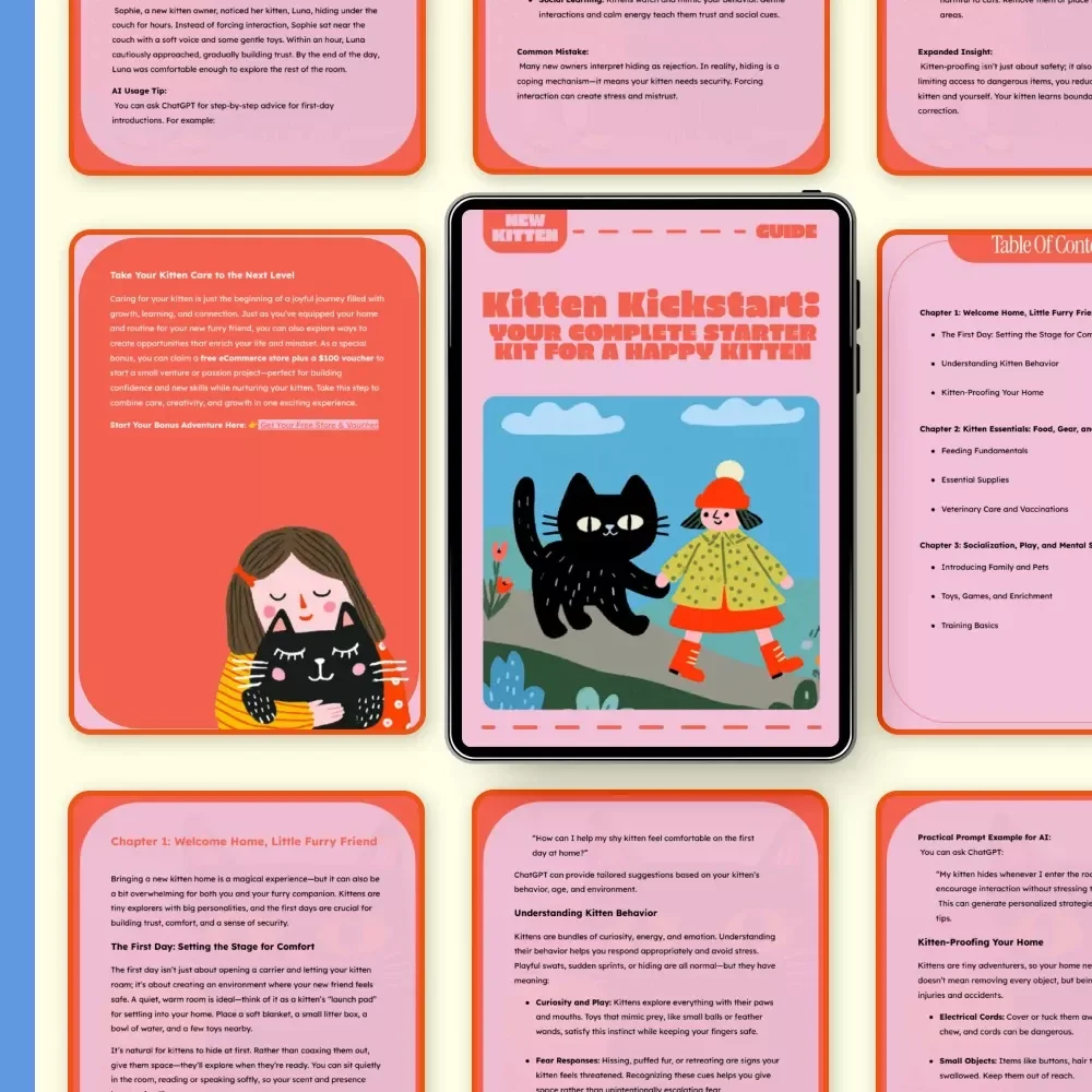 Kitten Kickstart: Your Complete Starter Kit for a Happy Kitten | Digital Guide for New Cat Owners | Starter Kit for New Kitten eBook | Printable Cat Care Manual