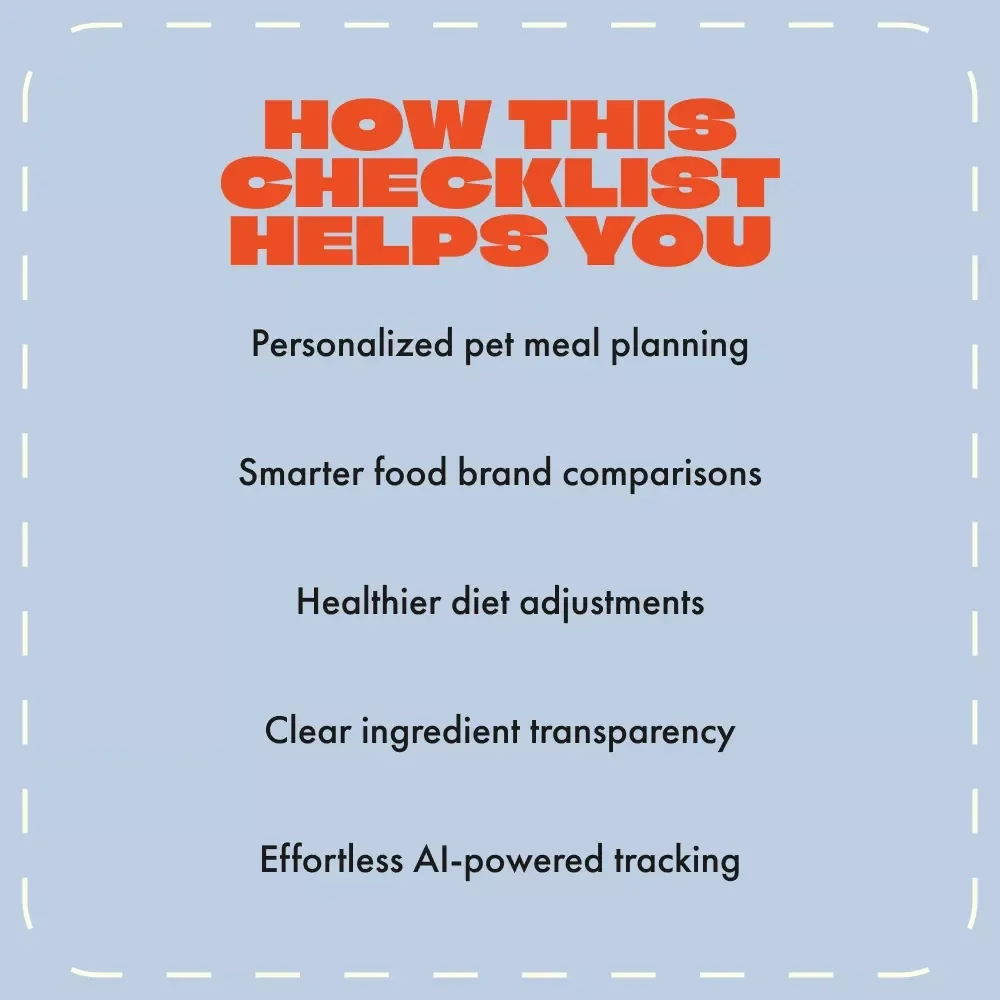 Your AI-Powered Pet Food Checklist | Digital Download Guide for Smarter Pet Nutrition, AI Pet Food Comparison, and Ingredient Transparency for Dogs & Cats