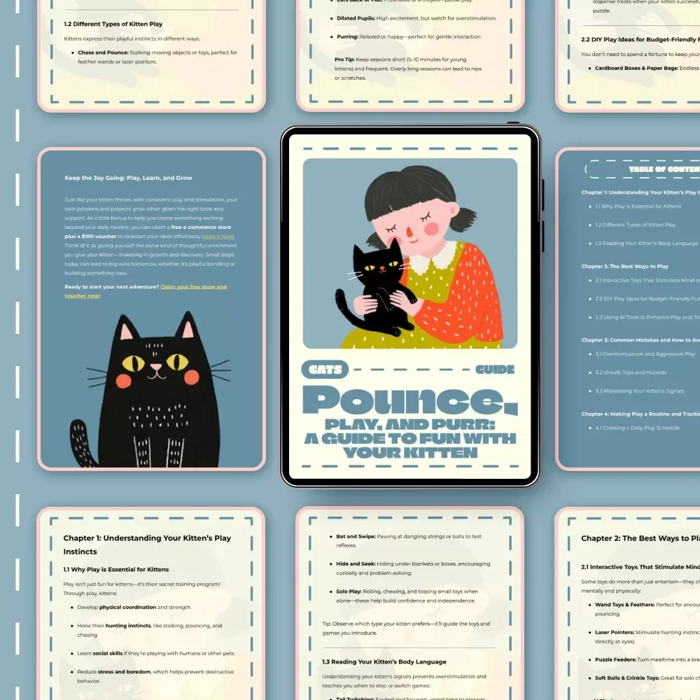Pounce, Play, and Purr: A Guide to Fun with Your Kitten | The Best Way to Play with a Kitten | Digital Download eBook for Cat Lovers