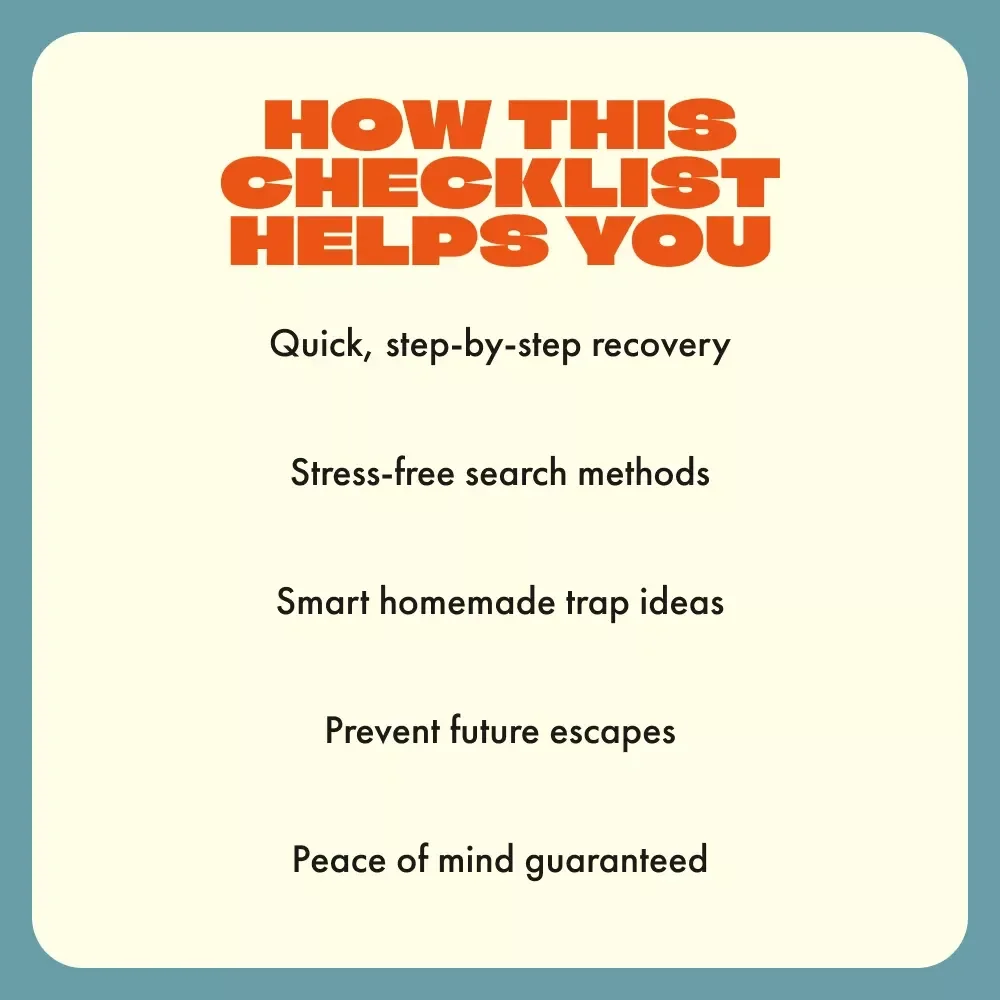 Hamster on the Loose: Quick Recovery | Printable Pet Owner Checklist | what to do if a hamster escapes | Lost Hamster Rescue Guide | Emergency Hamster Care PDF
