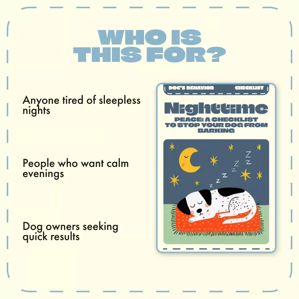 Nighttime Peace: A Checklist to Stop Your Dog from Barking | Instant Digital Download | How to Stop a Dog from Barking at Night | Dog Sleep & Calm Routine Guide