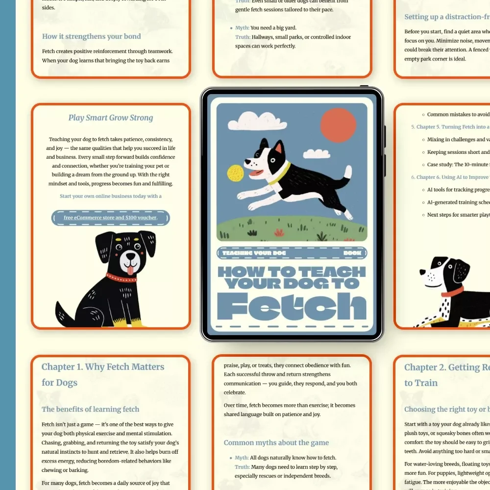 How to Teach Your Dog to Fetch | Dog Training eBook | Step-by-Step Digital Guide for Pet Owners | Learn How to Teach Your Dog to Fetch Easily