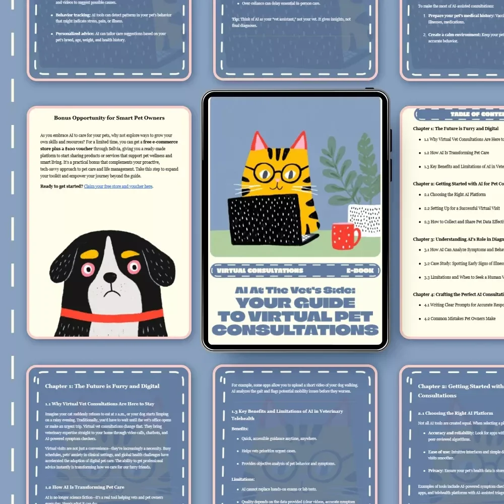AI at the Vet’s Side: Your Guide to Virtual Pet Consultations | How to Use AI for Virtual Vet Consultations | Digital eBook for Pet Owners and Animal Lovers