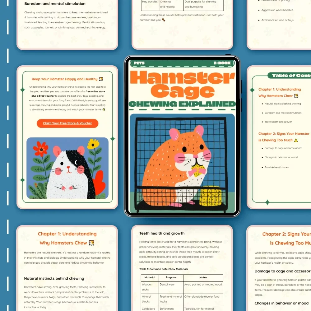Hamster Cage Chewing Explained | Why Is My Hamster Chewing Its Cage? | Digital eBook Guide for Hamster Owners | Stop Cage Chewing with Practical Tips, AI Tools & Real-Life Cases