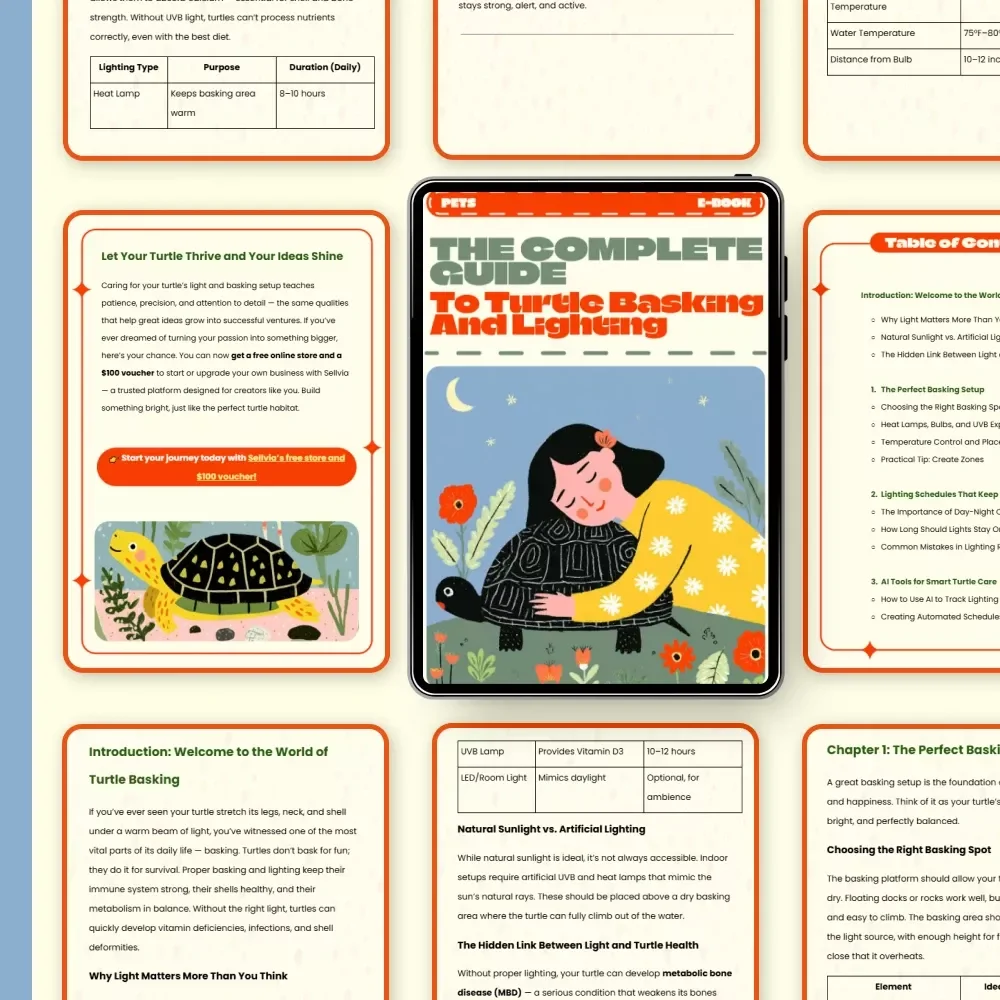 The Complete Guide to Turtle Basking and Lighting | Turtle Basking and Lighting Tips eBook | Digital Download for Healthy Turtles | Essential Reptile Care PDF for Turtle Owners