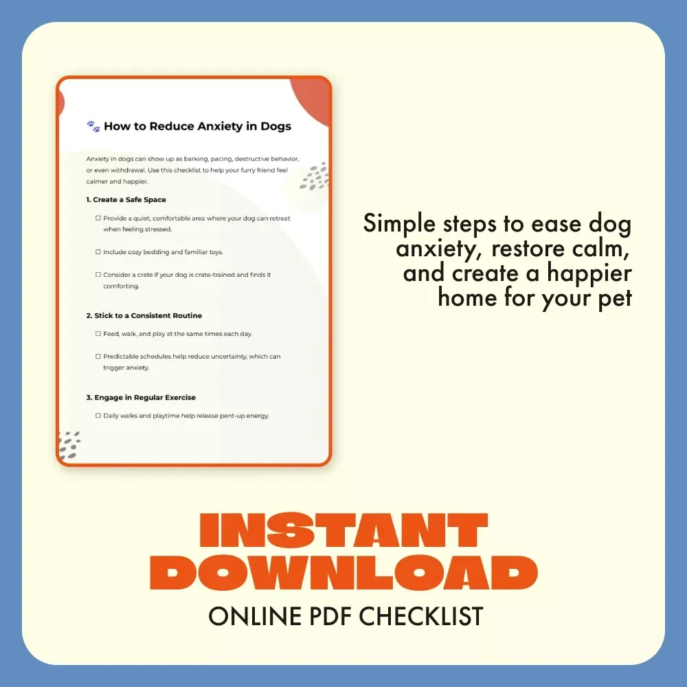 How to Reduce Anxiety in Dogs | Printable Checklist for Calmer, Happier Pets | Digital Download Guide for Dog Owners