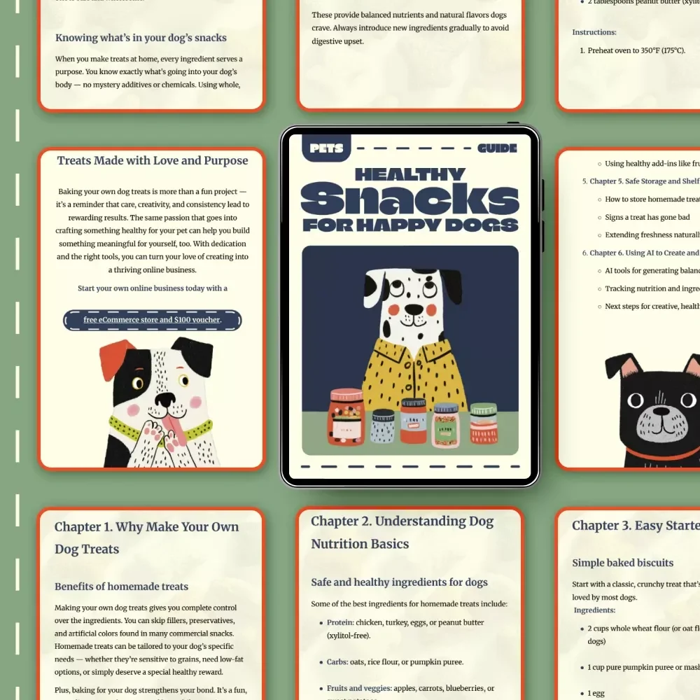 Healthy Snacks for Happy Dogs | eBook for Pet Lovers | Learn How to Make Your Own Dog Treats at Home | DIY Natural & Healthy Dog Snack Recipes for Every Pup
