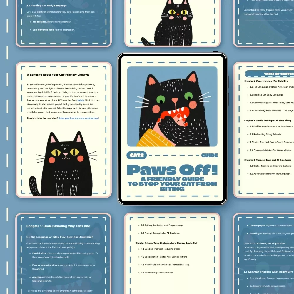 Paws Off! A Friendly Guide to Stop Your Cat from Biting | How to Stop a Cat from Biting | Cat Behavior Training eBook for Pet Owners