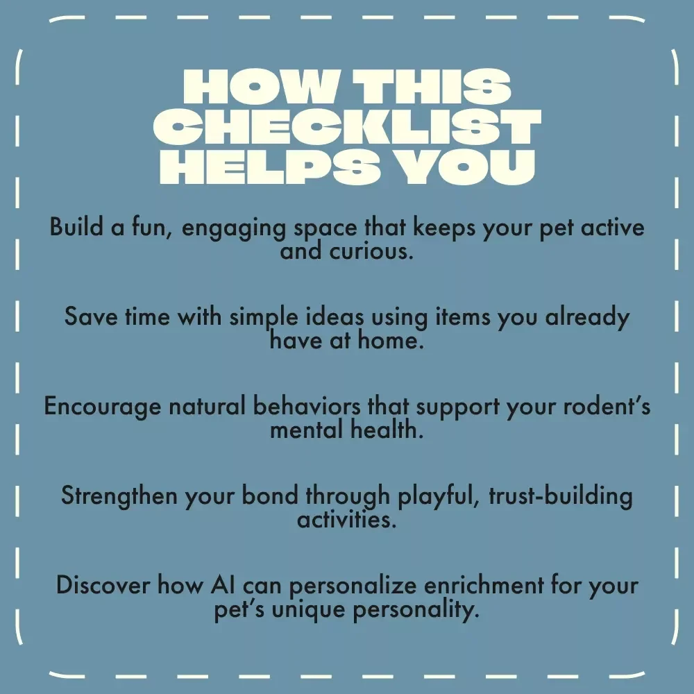 Rodents Mental Enrichment Checklist | Digital Download for Pet Owners | Mental Enrichment for Rodents, Hamsters, Gerbils, Rats & Mice
