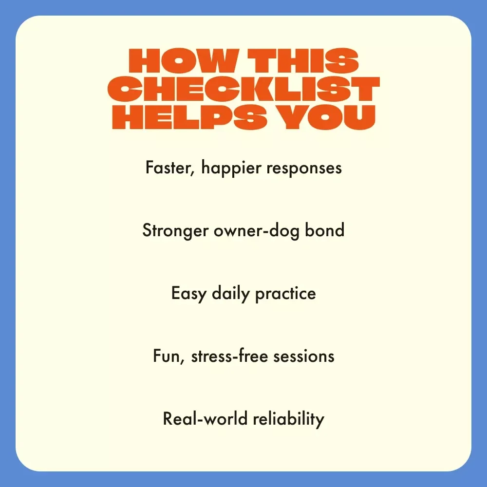 Train Your Dog to Respond Every Time | Printable Dog Training Checklist | Instant Download | How to Train a Dog to Come When Called Guide