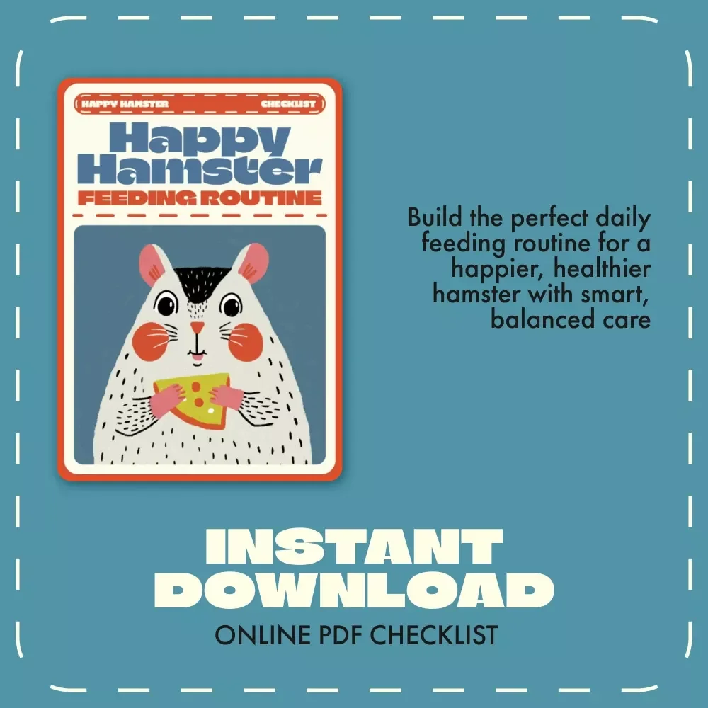 Happy Hamster Feeding Routine Checklist | Printable Guide for Pet Owners | Digital Download on How Often Should I Feed a Hamster | Hamster Care Schedule & Nutrition Planner