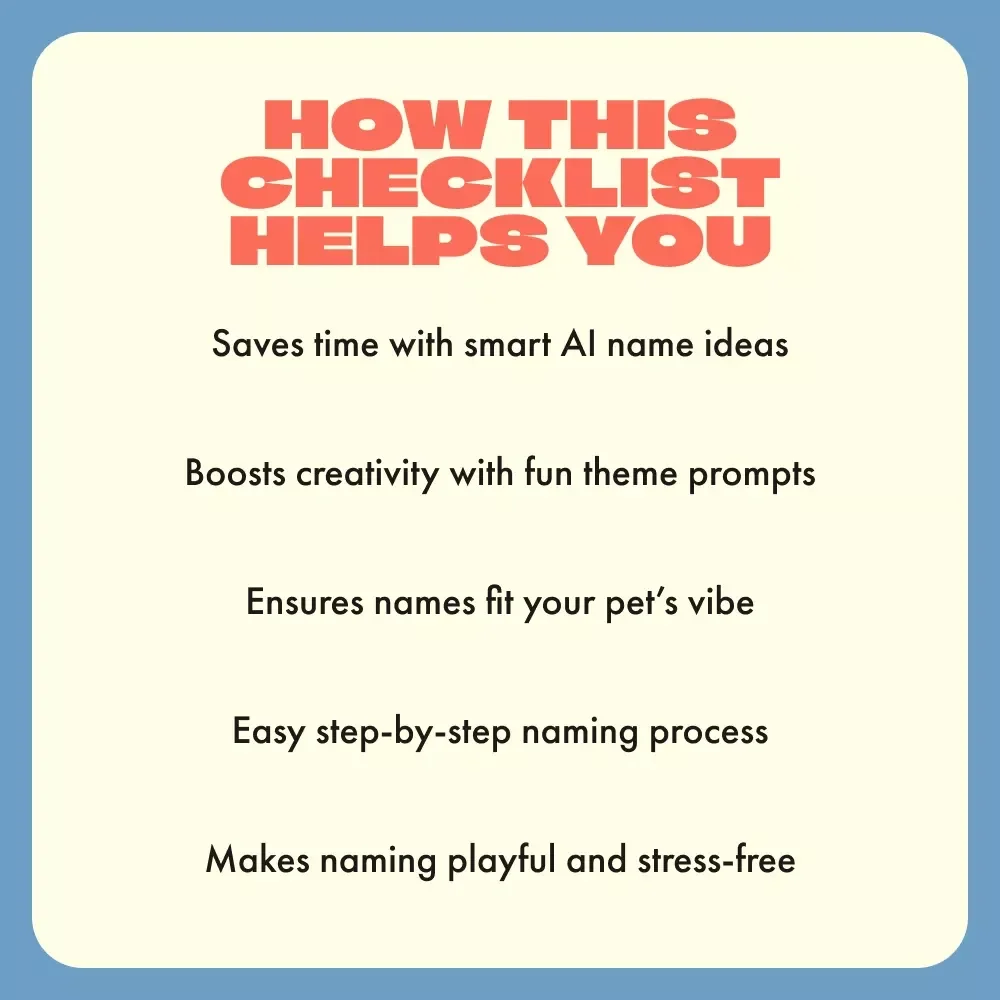 The AI-Powered Naming Checklist | Creative Pet Name Ideas | Printable Digital Download | ai pet name generator for Unique, Fun & Personalized Pet Names