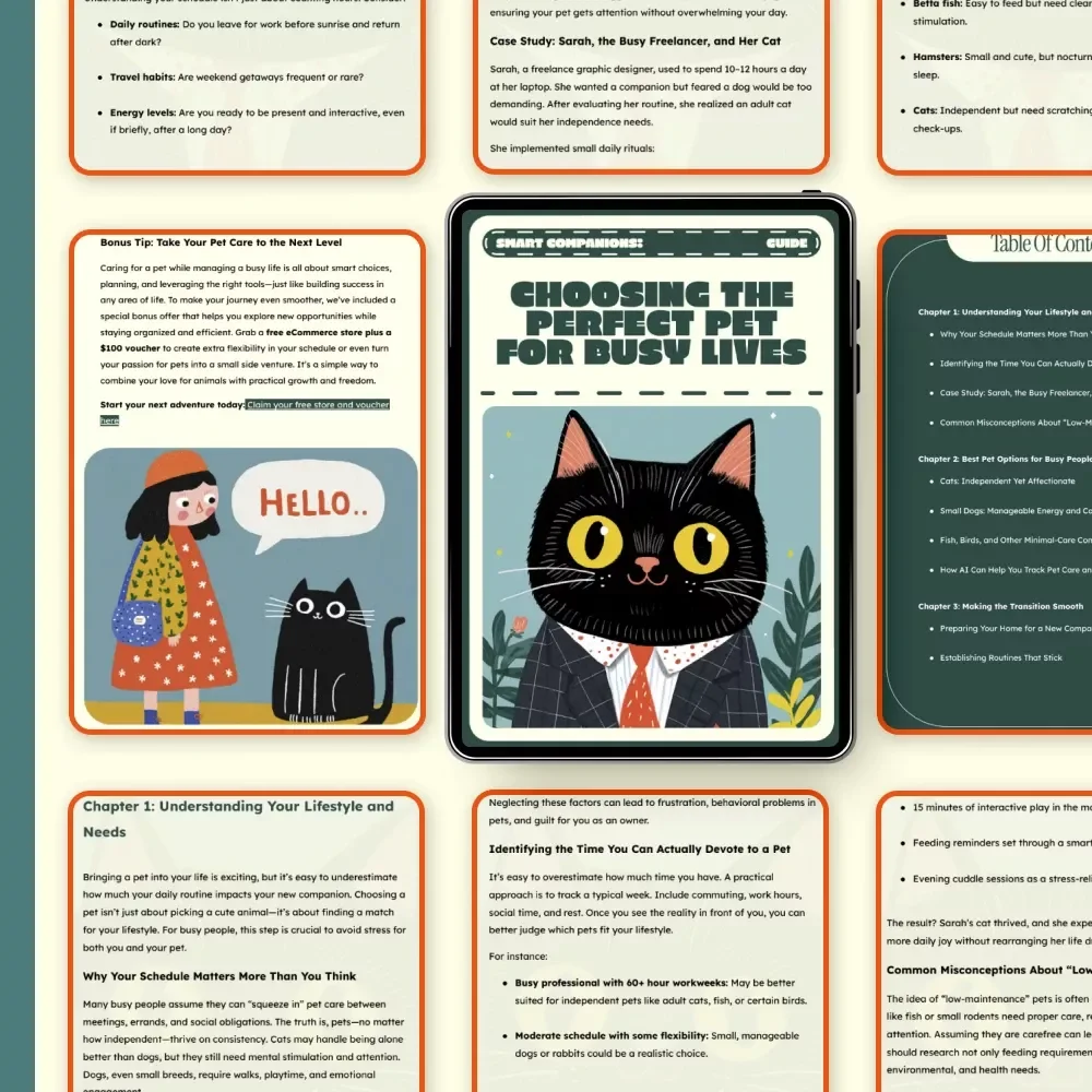 Smart Companions: Choosing the Perfect Pet for Busy Lives | Digital Guide for Finding the Best Pet for Busy People, AI-Assisted Pet Care & Lifestyle Matching