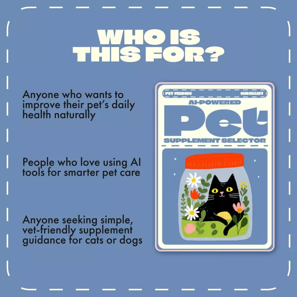 AI-Powered Pet Supplement Selector | Digital Pet Health Guide | AI Nutrition Planner for Cats & Dogs | Printable Pet Care eBook, Vet-Approved Wellness Checklist