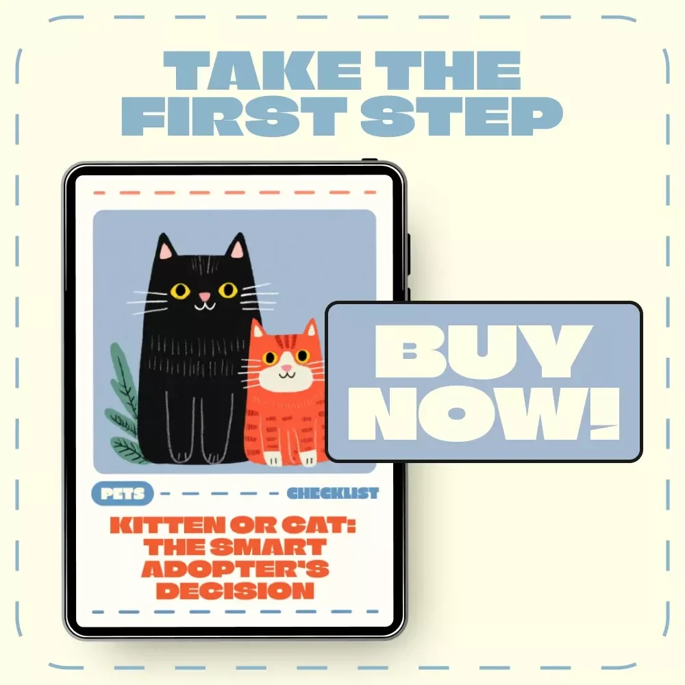 Kitten or Cat: The Smart Adopter’s Decision | Printable Pet Adoption Checklist | Digital Download | Kitten vs Adult Cat Guide for Pet Lovers