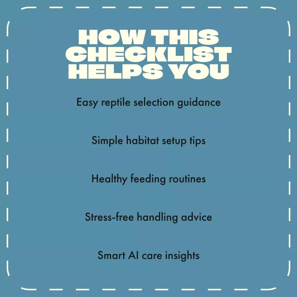 Beginner’s Reptile Checklist | Printable Digital Download for Pet Reptiles for Beginners | Step-by-Step Reptile Care Guide for New Owners | Easy Habitat, Feeding & AI Monitoring Tips