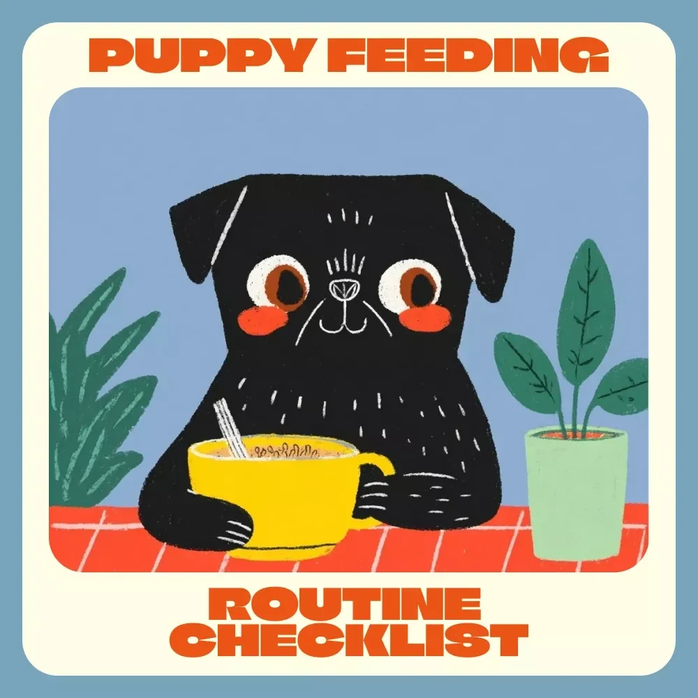 Puppy Feeding Routine Checklist | Printable Puppy Care Guide for New Dog Owners | How to Teach a Puppy Feeding Routine | Digital Pet Training Resource