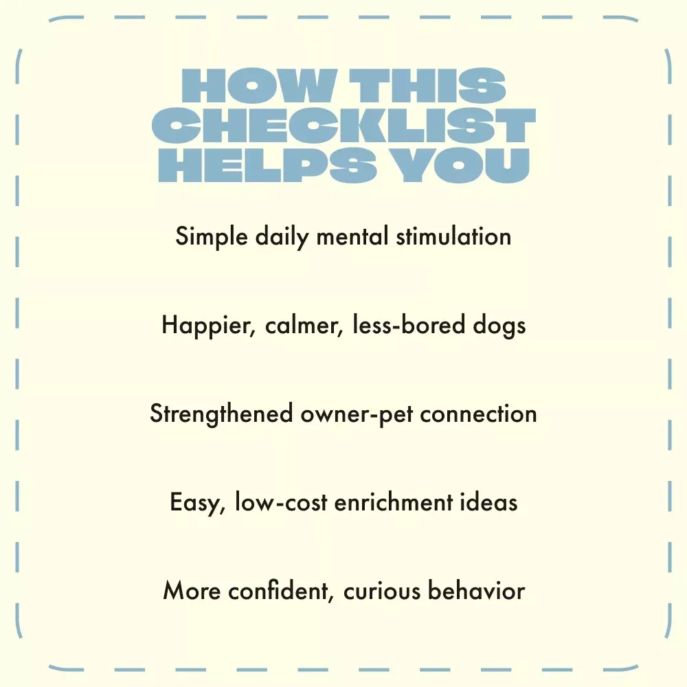 The Ultimate Mental Enrichment Checklist for Dogs | Digital Download for Dog Owners | Printable Guide with Mental Enrichment Ideas for Dogs