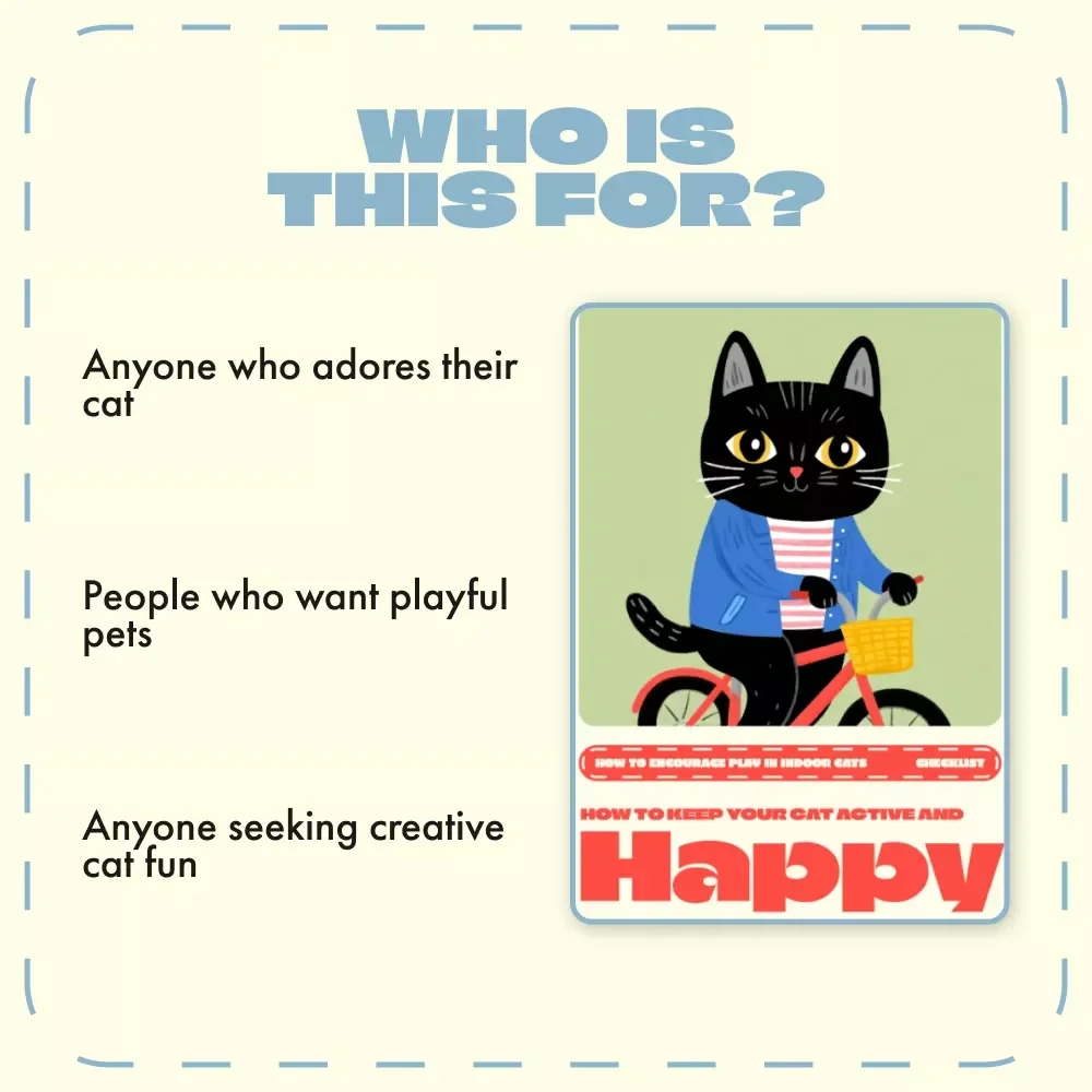 How to Keep Your Cat Active and Happy | Printable Checklist for Cat Owners | Indoor Cat Enrichment & Play Ideas | Digital Download for How to Encourage Play in Indoor Cats