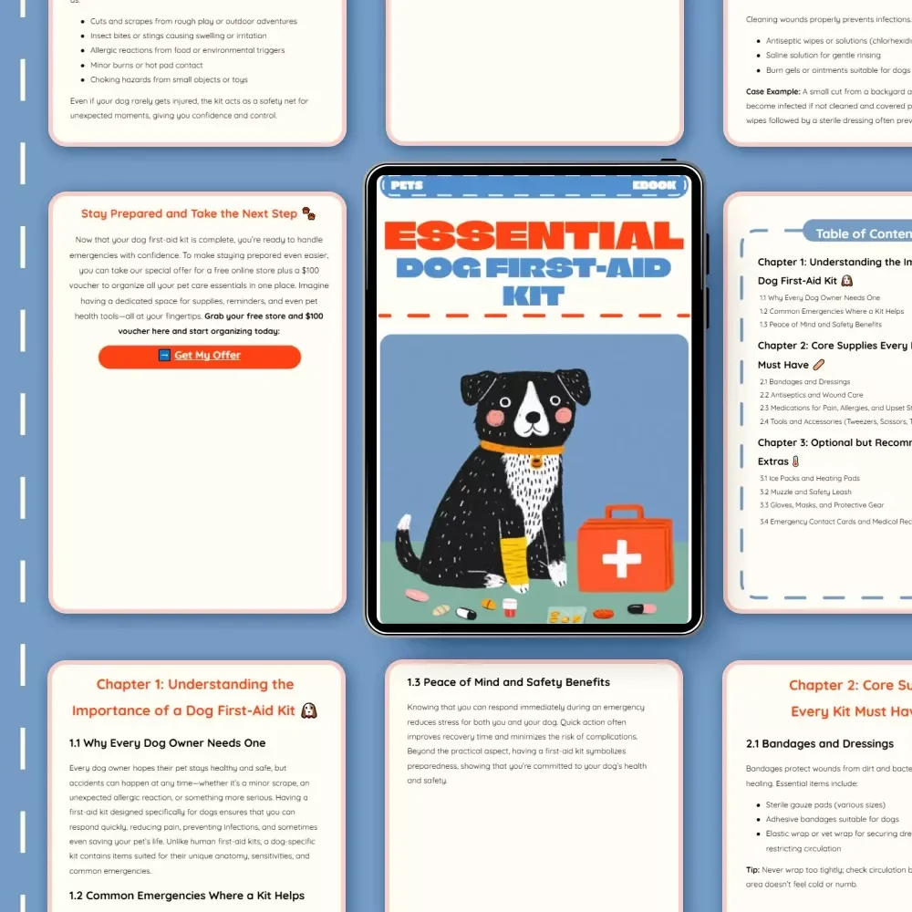 Essential Dog First-Aid Kit | Printable Pet Safety eBook | What to Include in a Dog First-Aid Kit | Emergency Care Guide for Dog Owners