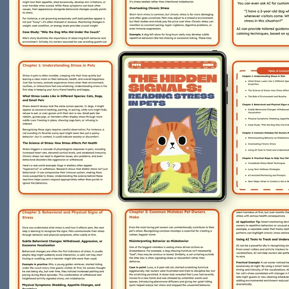 The Hidden Signals: Reading Stress in Pets | Digital Guide for Pet Owners | Learn the Signs Your Pet Is Stressed & How to Help Dogs, Cats, and Small Pets | Pet Wellness & Behavior eBook