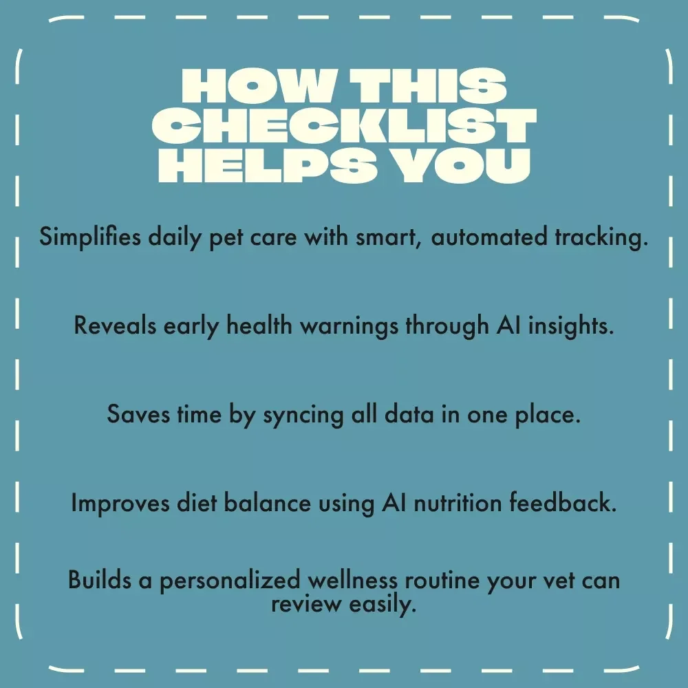 Your AI Pet Health Tracker Checklist | Digital Pet Care Guide for Using AI to Track Pet Health | Smart Pet Monitoring eBook & Printable Checklist for Dog & Cat Owners